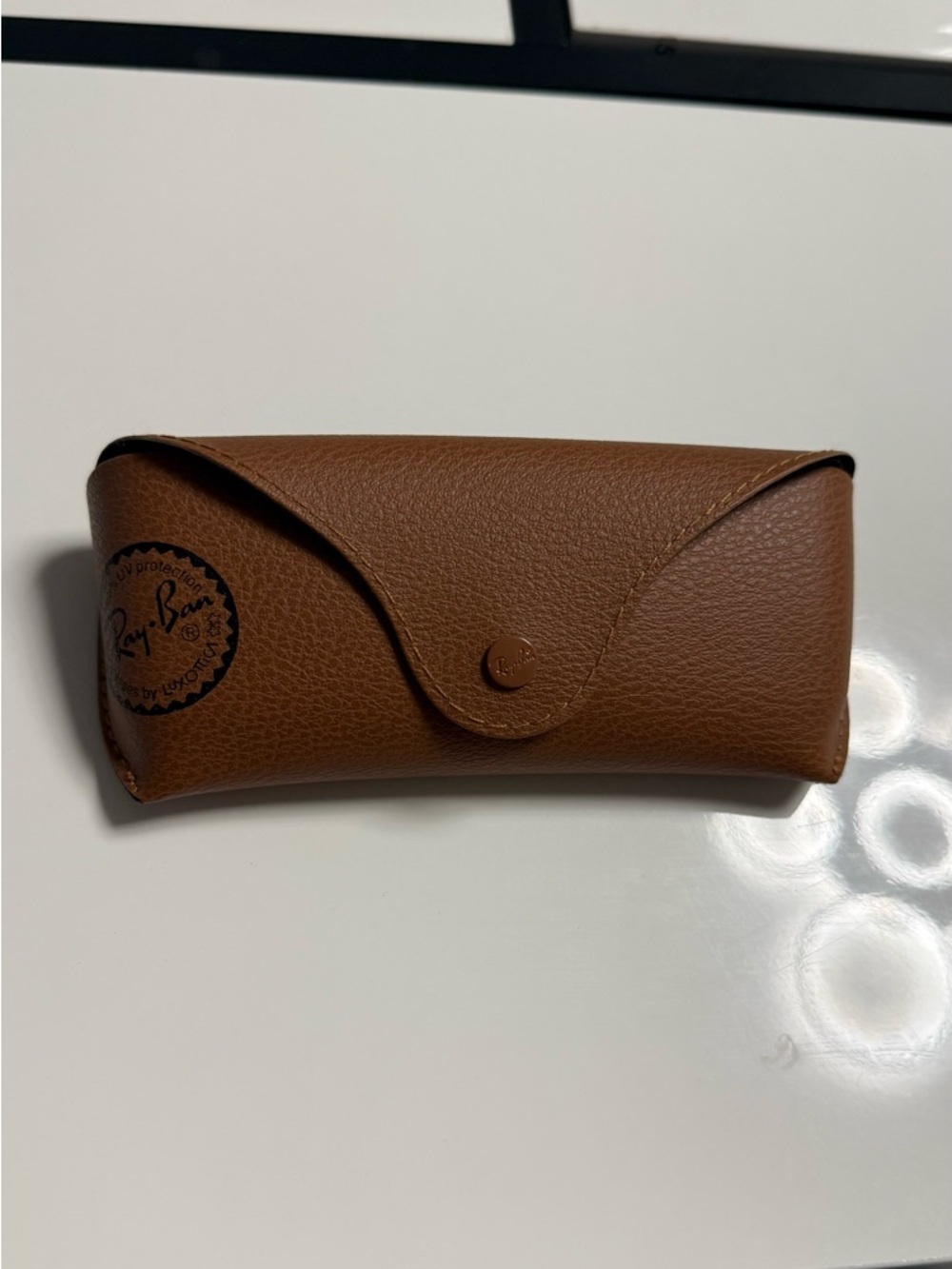 authentic ray-ban sunglasses case only classic brown textured leather designed